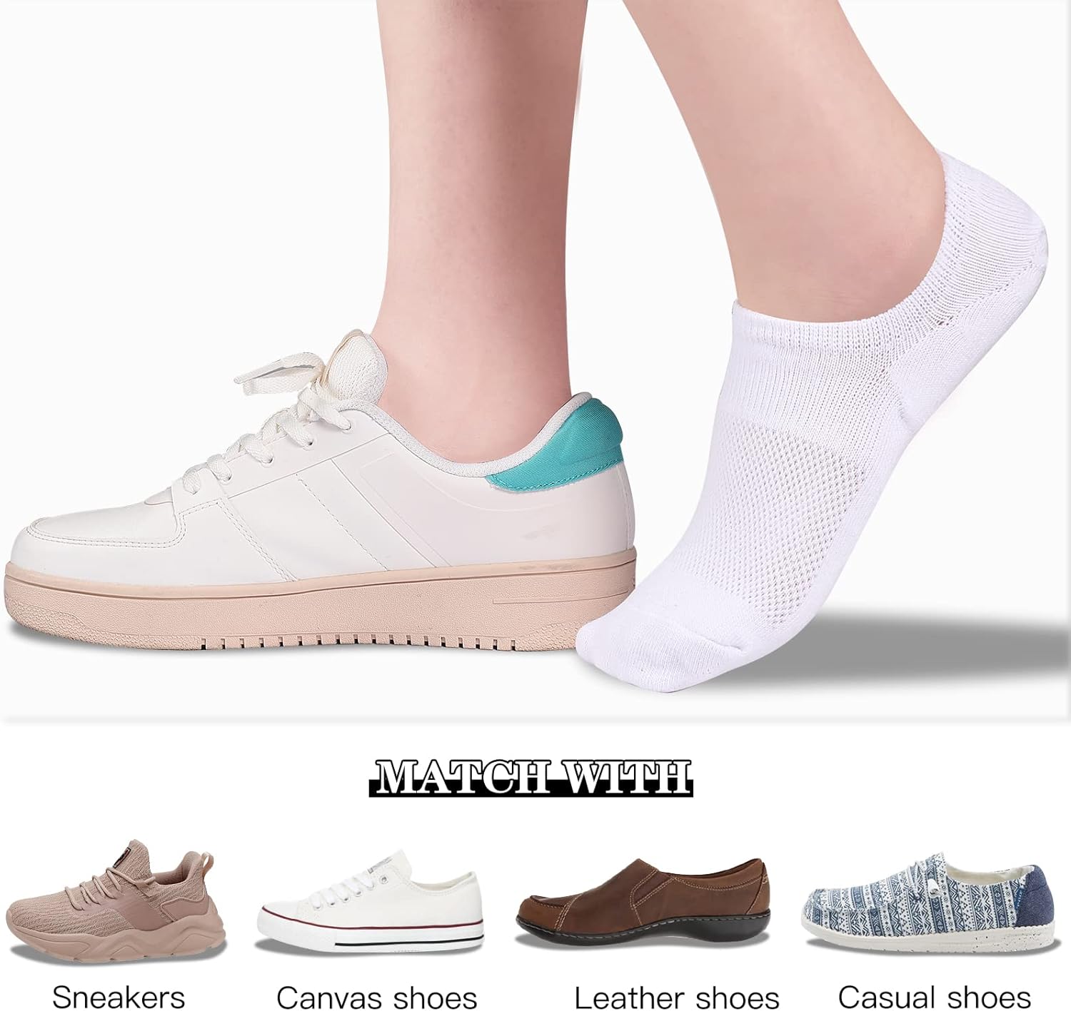 Womens No Show Cotton Socks Low Cut Non-Slip Casual Flat Boat Liners (6/9 Pairs) - Bild 46 von 48