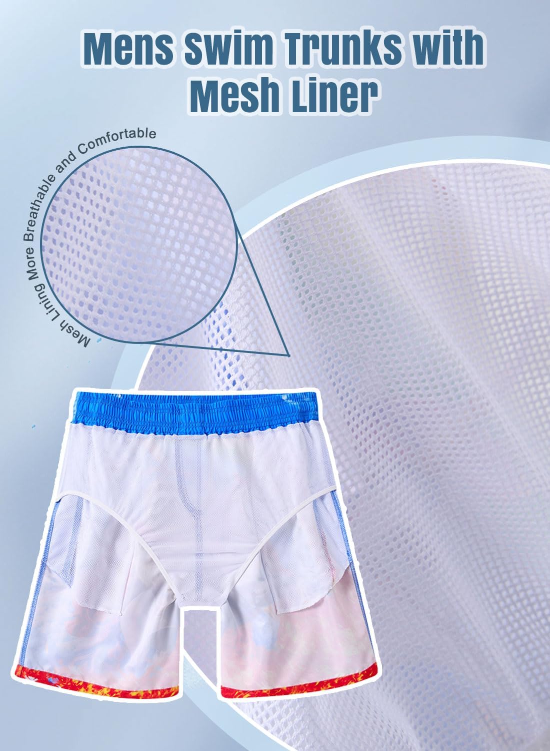 Mens Swim Trunks Quick Dry Beach Shorts with Mesh Lining Bathing Suits - Picture 22 of 76
