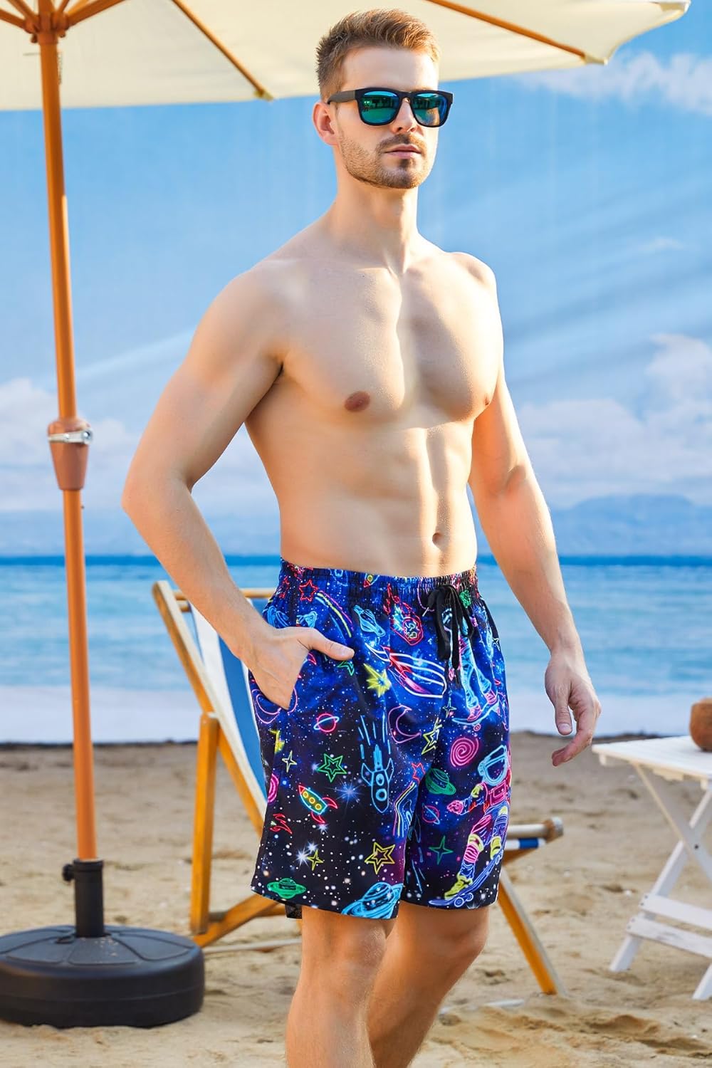 Mens Swim Trunks Quick Dry Beach Shorts with Mesh Lining Bathing Suits - Picture 28 of 76