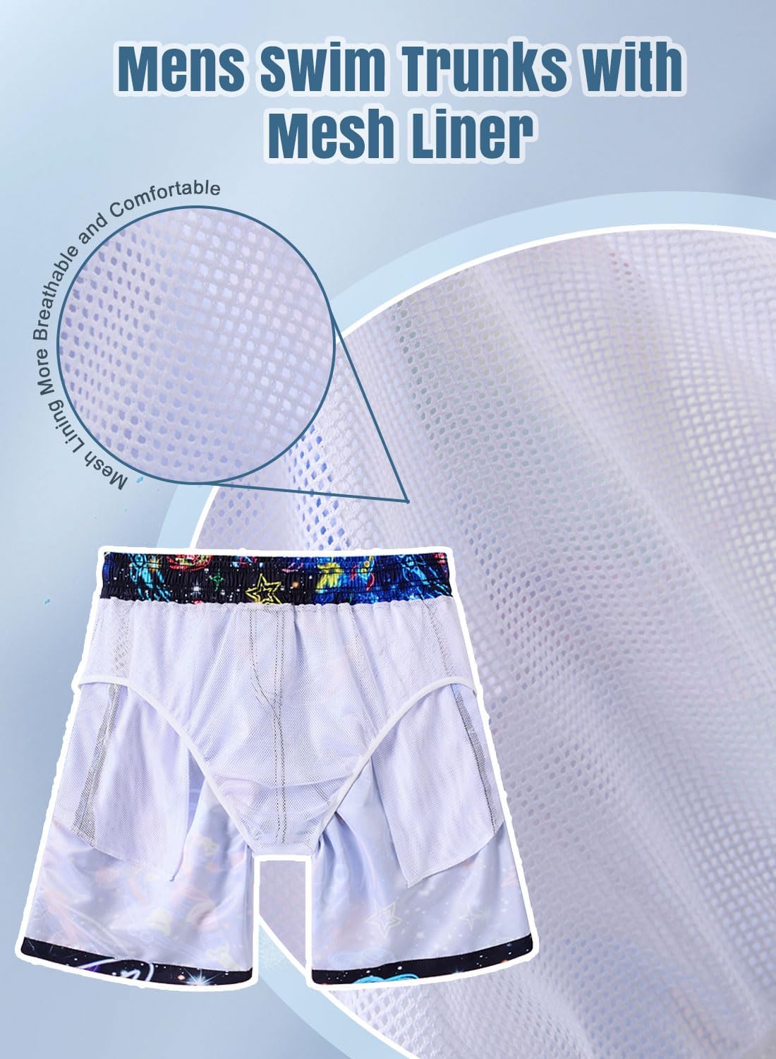 Mens Swim Trunks Quick Dry Beach Shorts with Mesh Lining Bathing Suits - Picture 43 of 76