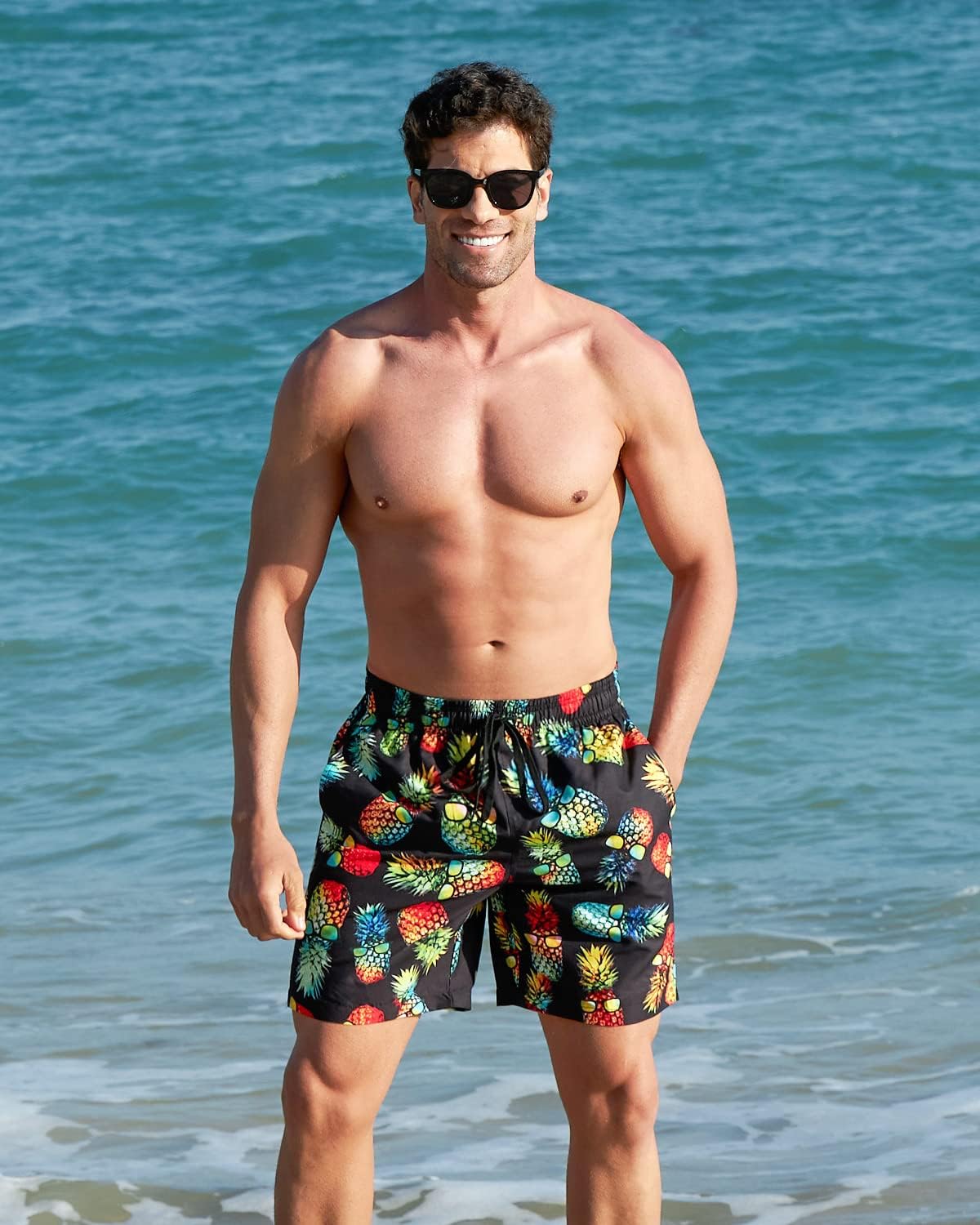 Mens Swim Trunks Quick Dry Beach Shorts with Mesh Lining Bathing Suits - Picture 63 of 76