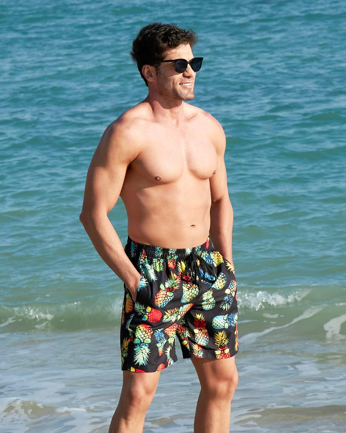 Mens Swim Trunks Quick Dry Beach Shorts with Mesh Lining Bathing Suits - Picture 64 of 76
