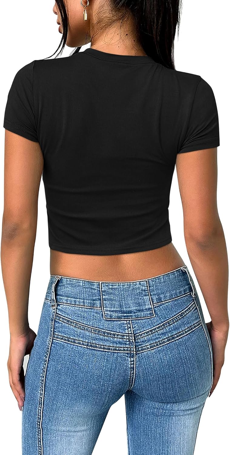 Crop Tops für Damen Sommer Trendy Tight T-Shirts 2025 Slim Fit - Bild 28 von 113