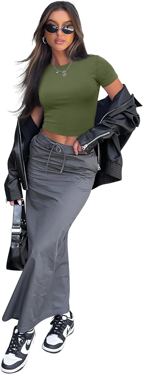 Crop Tops für Damen Sommer Trendy Tight T-Shirts 2025 Slim Fit - Bild 35 von 113