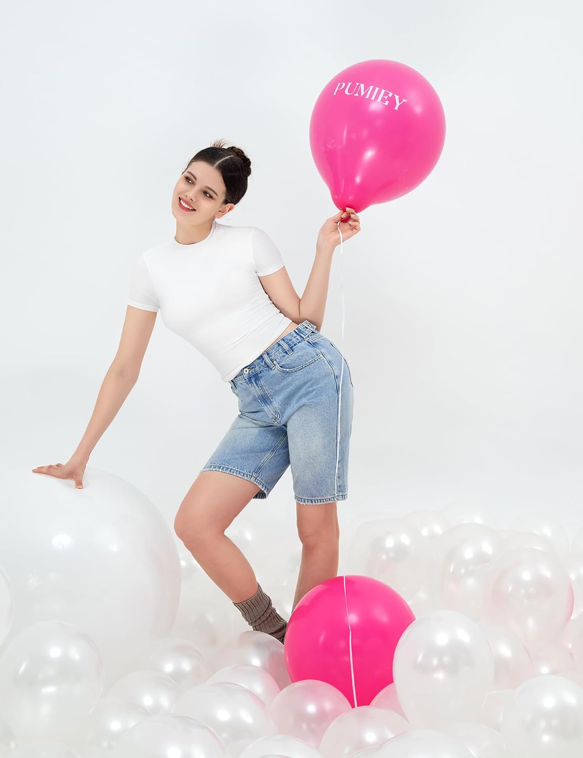 Damen Rundhals Kurzarm Tops doppelt gefüttert Slim Fit T-Shirts Basic T-Shirts - Bild 23 von 89