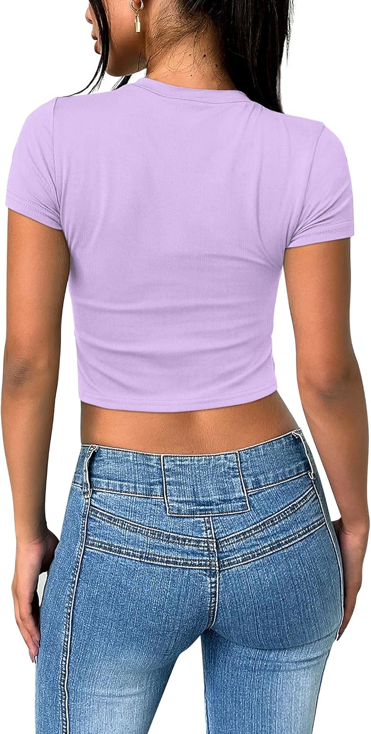 Crop Tops für Damen Sommer Trendy Tight T-Shirts 2025 Slim Fit - Bild 41 von 113