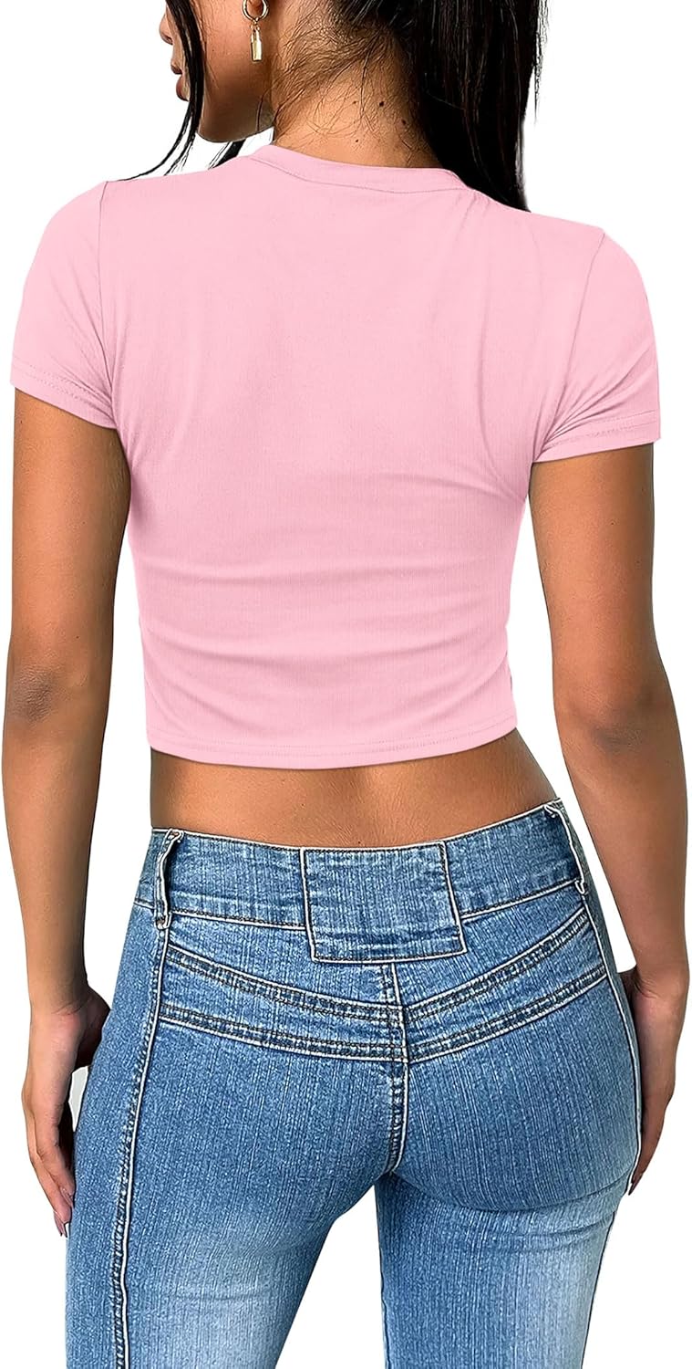 Crop Tops für Damen Sommer Trendy Tight T-Shirts 2025 Slim Fit - Bild 43 von 113