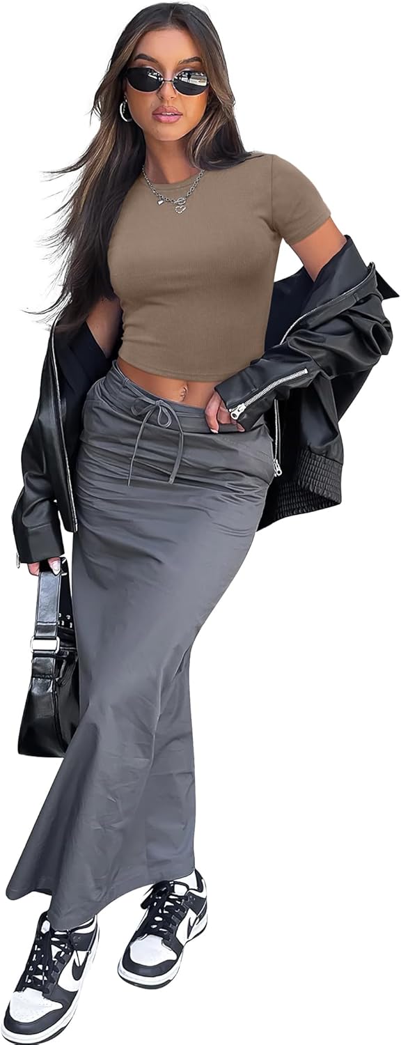 Crop Tops für Damen Sommer Trendy Tight T-Shirts 2025 Slim Fit - Bild 47 von 113