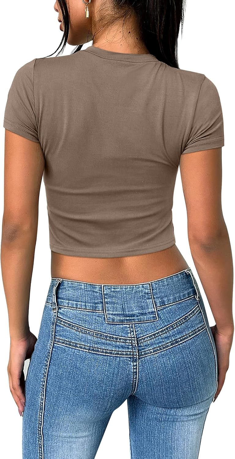 Crop Tops für Damen Sommer Trendy Tight T-Shirts 2025 Slim Fit - Bild 49 von 113