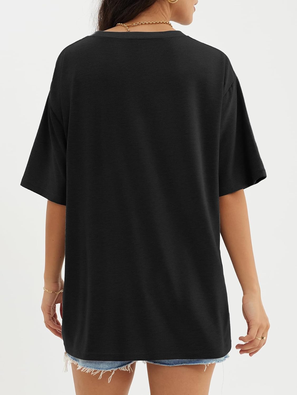 Womens Oversized Crewneck T-Shirts Loose Fit Short Sleeve Casual Tops for Summer - Picture 28 of 153