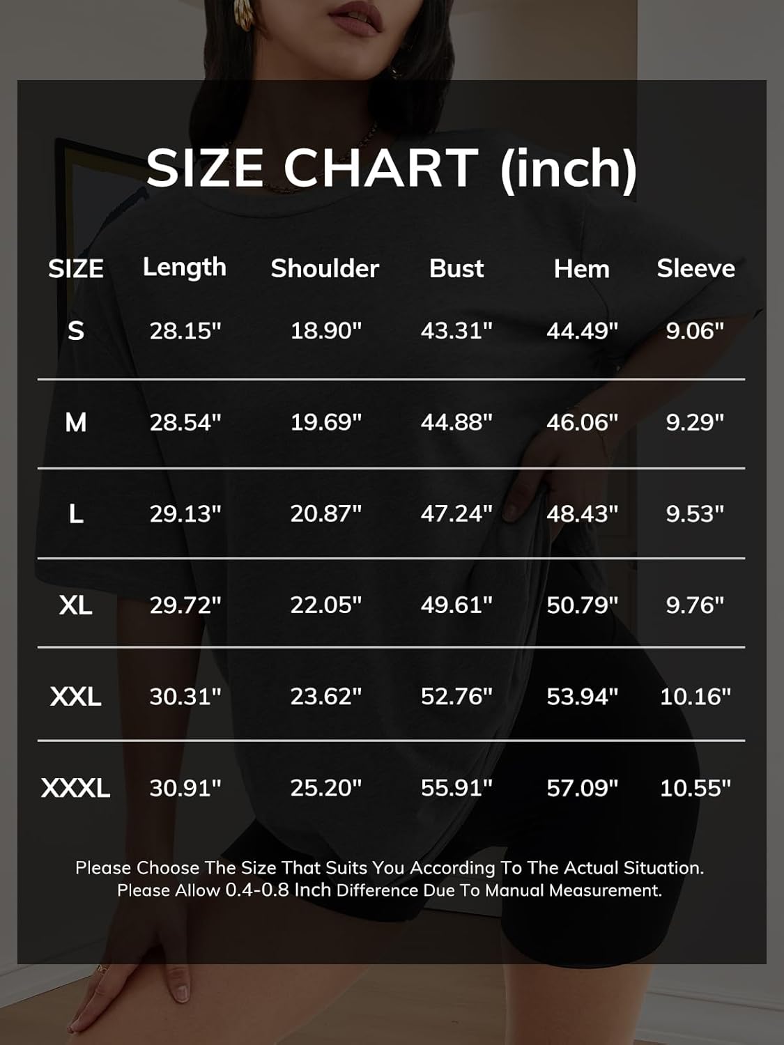 Womens Oversized Crewneck T-Shirts Loose Fit Short Sleeve Casual Tops for Summer - Picture 29 of 153