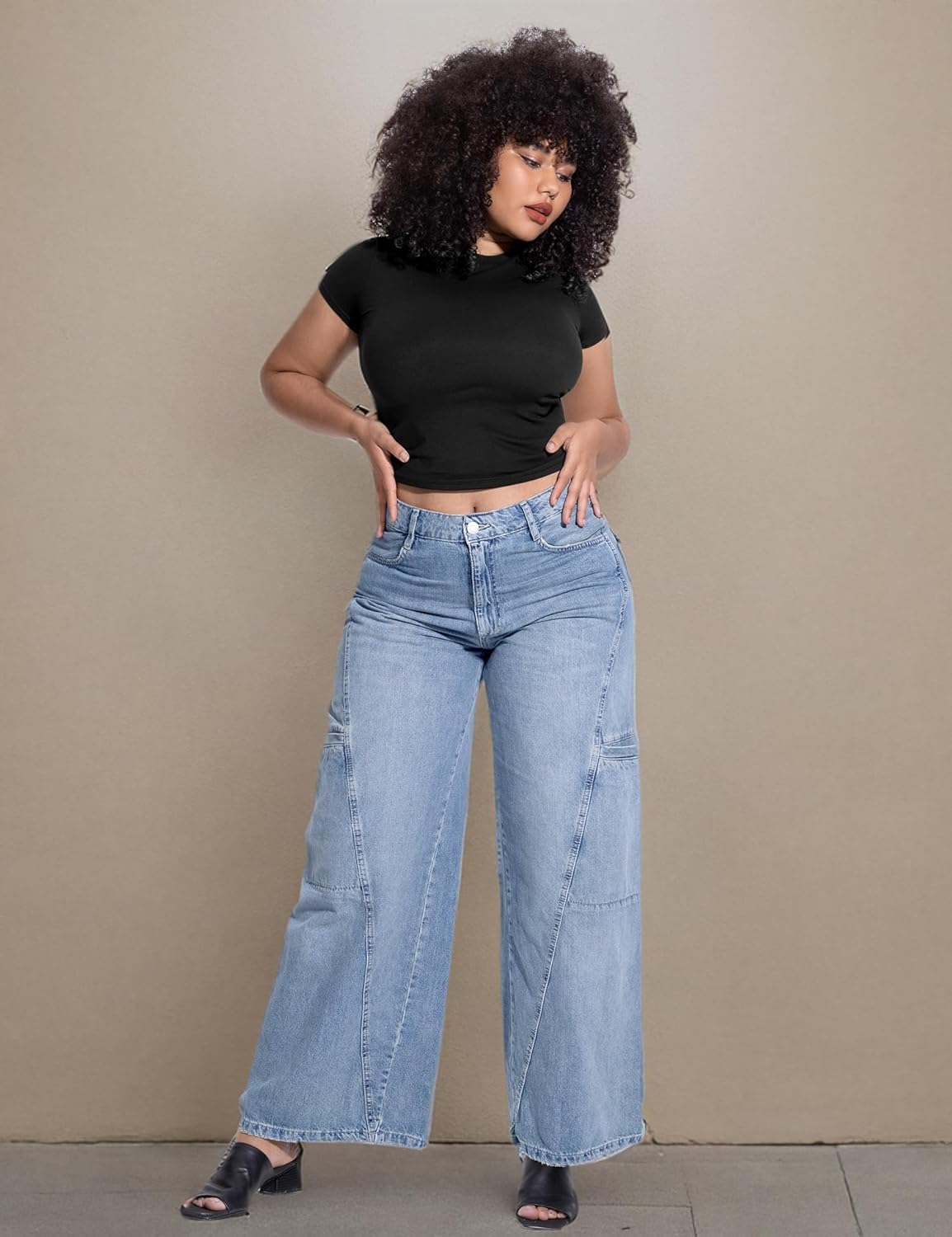 Damen Rundhals Kurzarm Tops doppelt gefüttert Slim Fit T-Shirts Basic T-Shirts - Bild 31 von 89