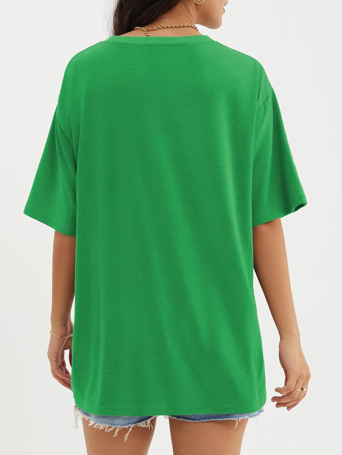 Womens Oversized Crewneck T-Shirts Loose Fit Short Sleeve Casual Tops for Summer - Picture 33 of 153