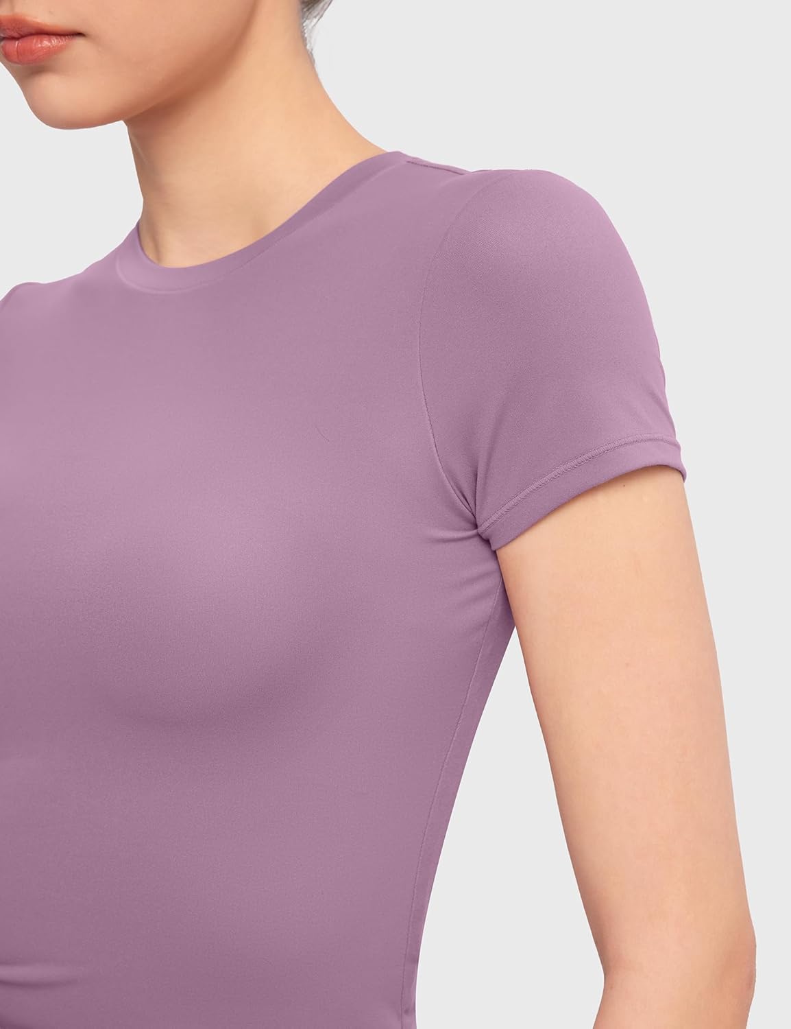Damen Rundhals Kurzarm Tops doppelt gefüttert Slim Fit T-Shirts Basic T-Shirts - Bild 35 von 89