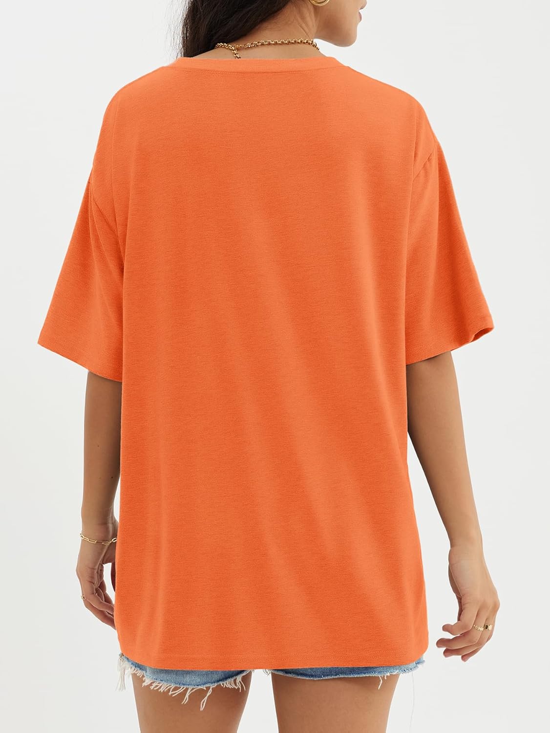 Womens Oversized Crewneck T-Shirts Loose Fit Short Sleeve Casual Tops for Summer - Picture 37 of 153