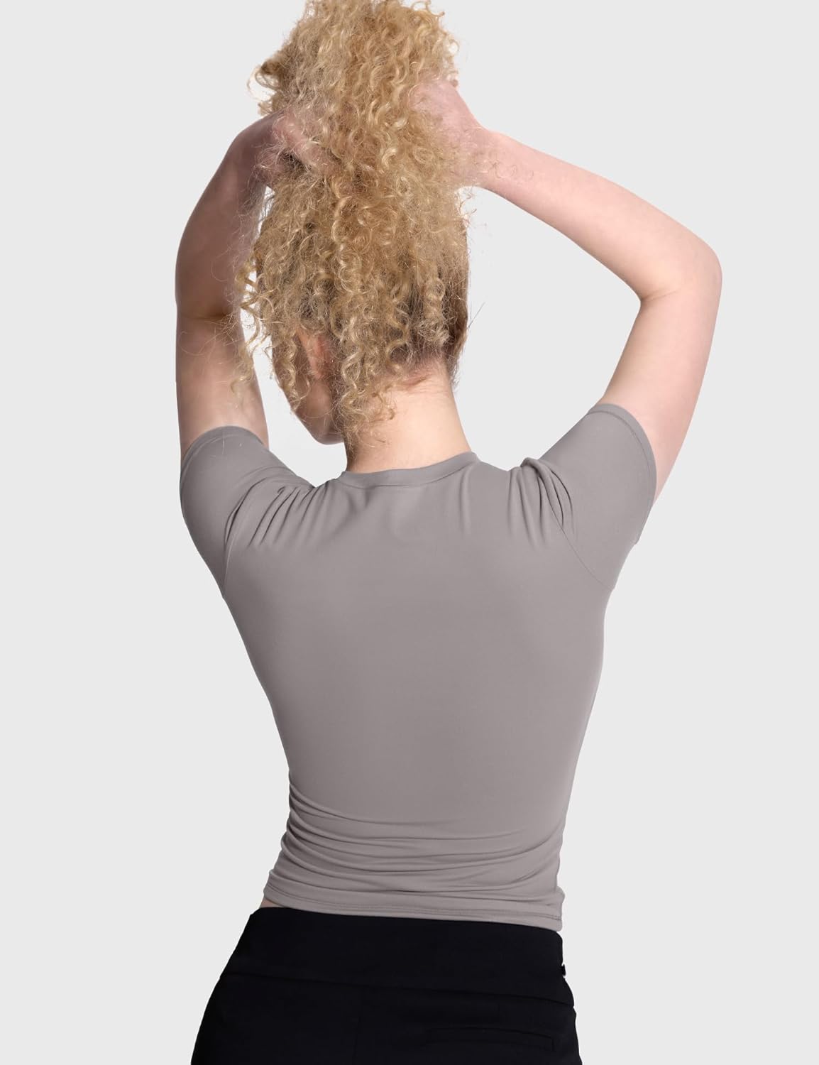 Damen Rundhals Kurzarm Tops doppelt gefüttert Slim Fit T-Shirts Basic T-Shirts - Bild 53 von 89