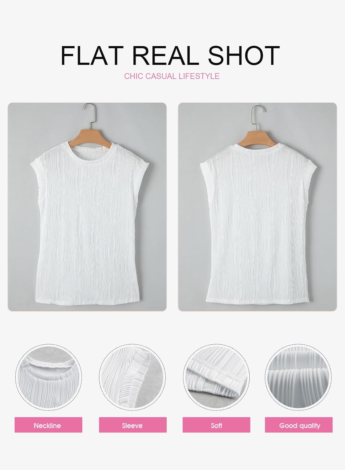Camisetas básicas informales sueltas lisas tejidas cuello redondo texturizadas de manga corta para mujer - Imagen 37 de 122