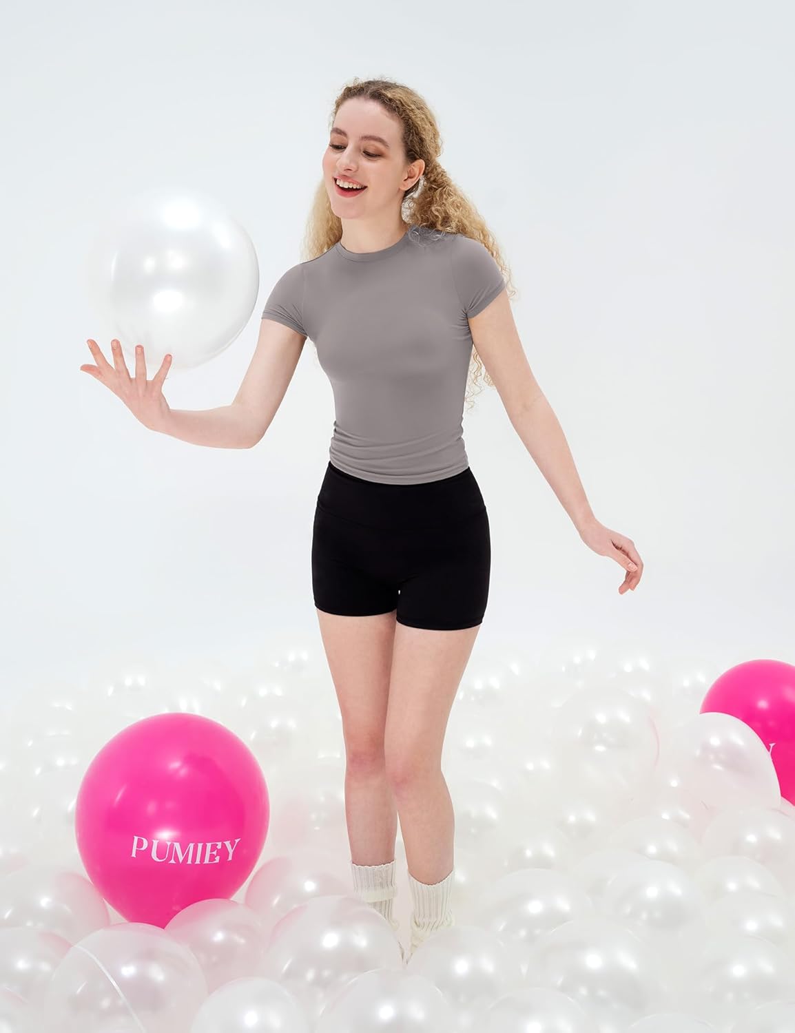 Damen Rundhals Kurzarm Tops doppelt gefüttert Slim Fit T-Shirts Basic T-Shirts - Bild 54 von 89