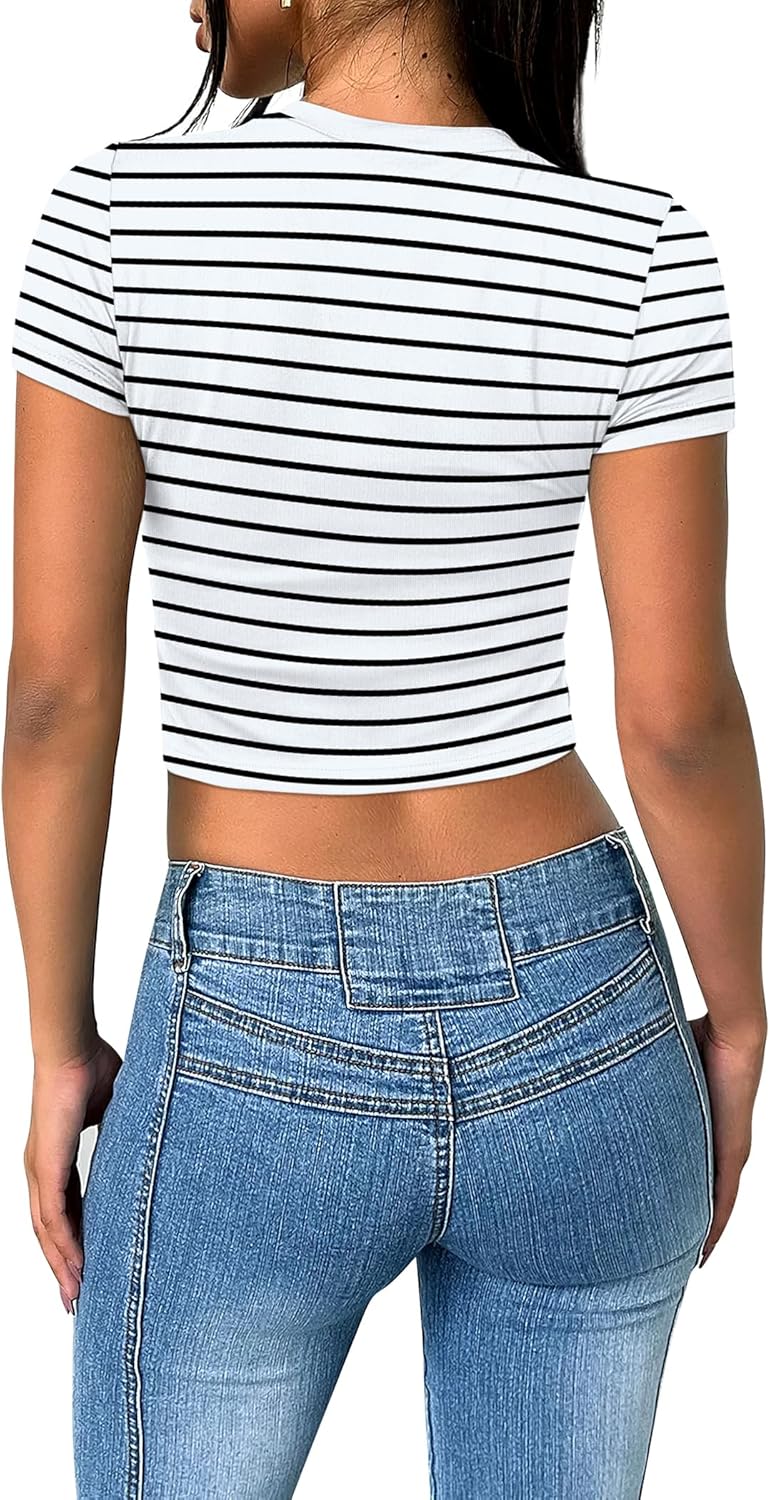 Crop Tops für Damen Sommer Trendy Tight T-Shirts 2025 Slim Fit - Bild 65 von 113