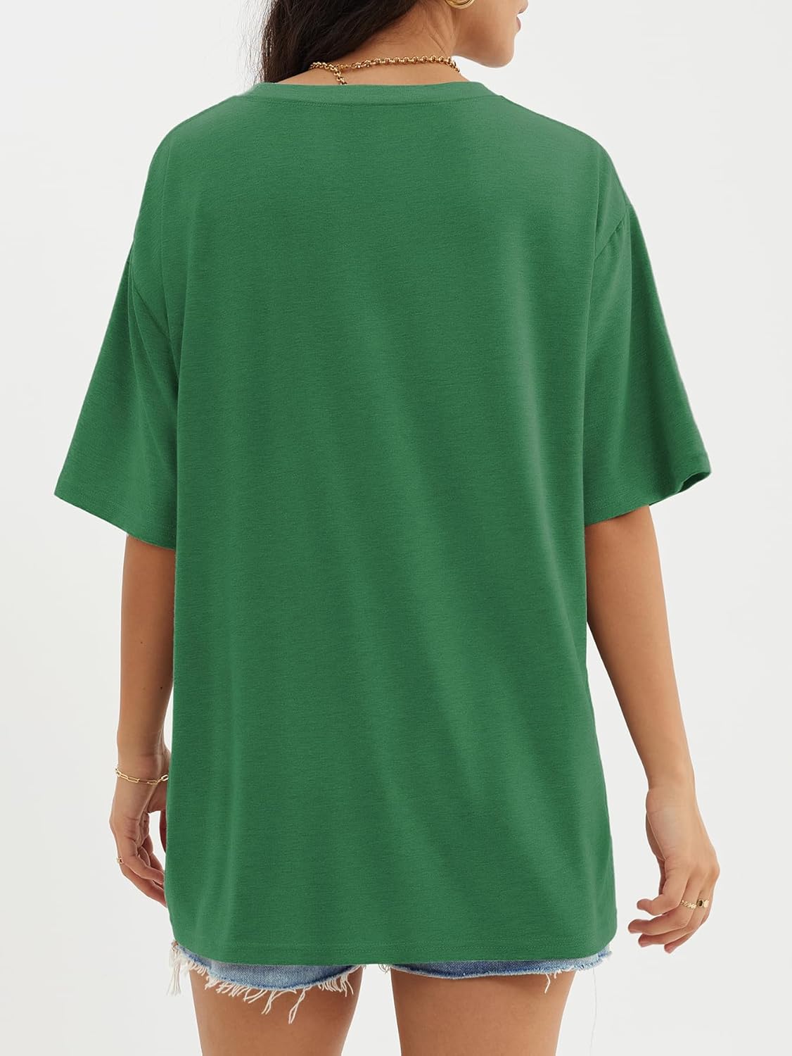 Womens Oversized Crewneck T-Shirts Loose Fit Short Sleeve Casual Tops for Summer - Picture 64 of 153
