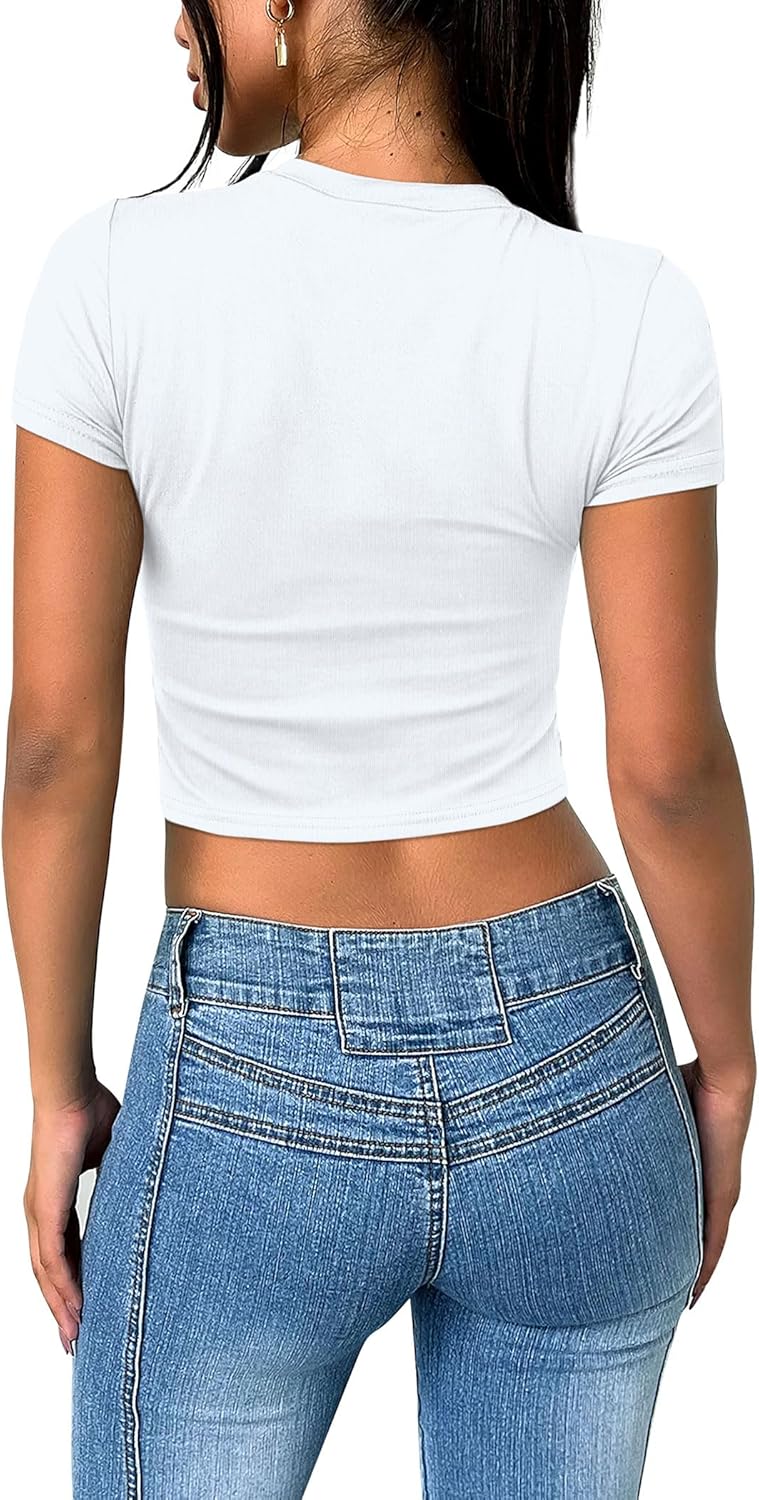 Crop Tops für Damen Sommer Trendy Tight T-Shirts 2025 Slim Fit - Bild 73 von 113