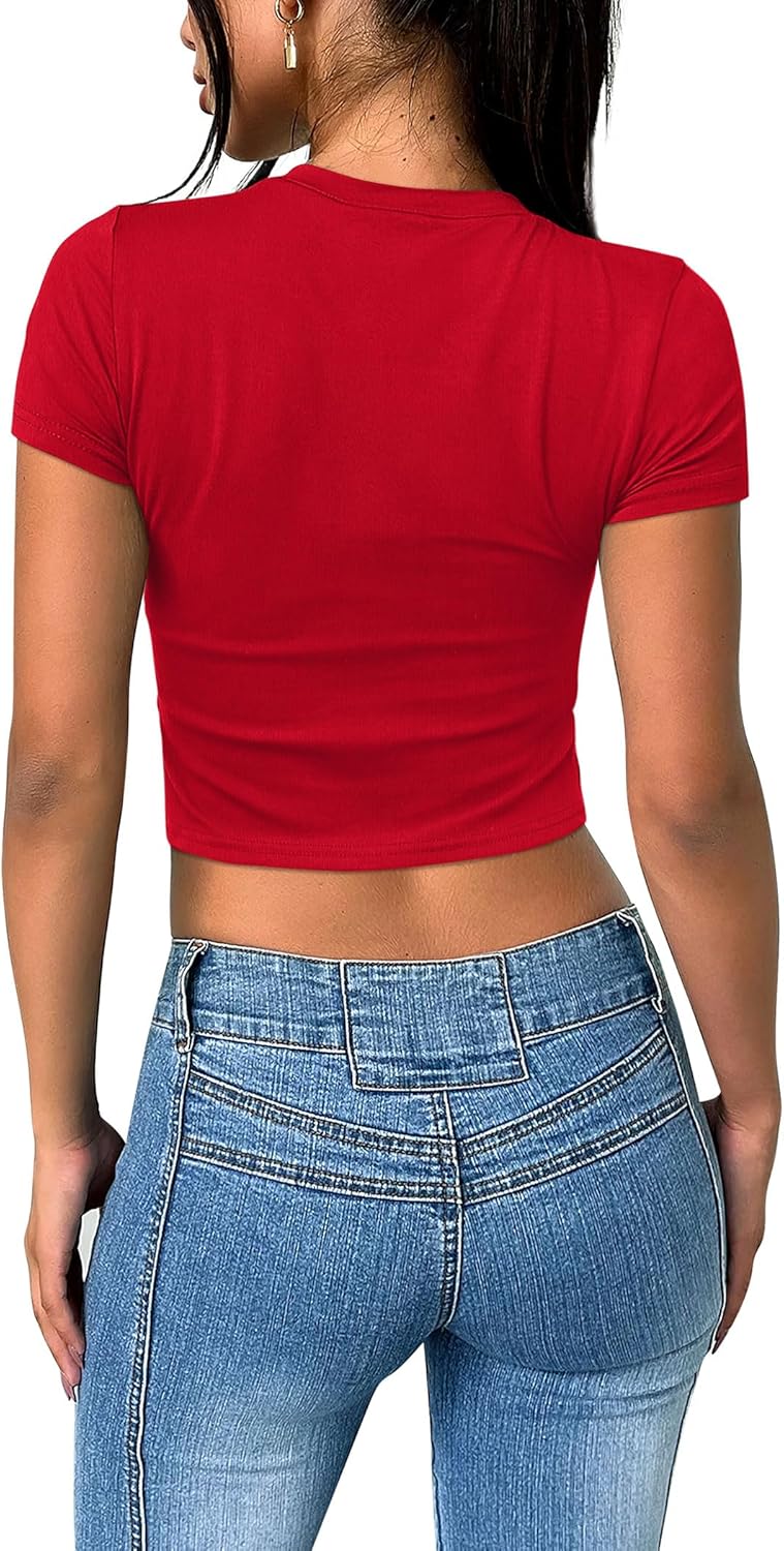 Crop Tops für Damen Sommer Trendy Tight T-Shirts 2025 Slim Fit - Bild 76 von 113