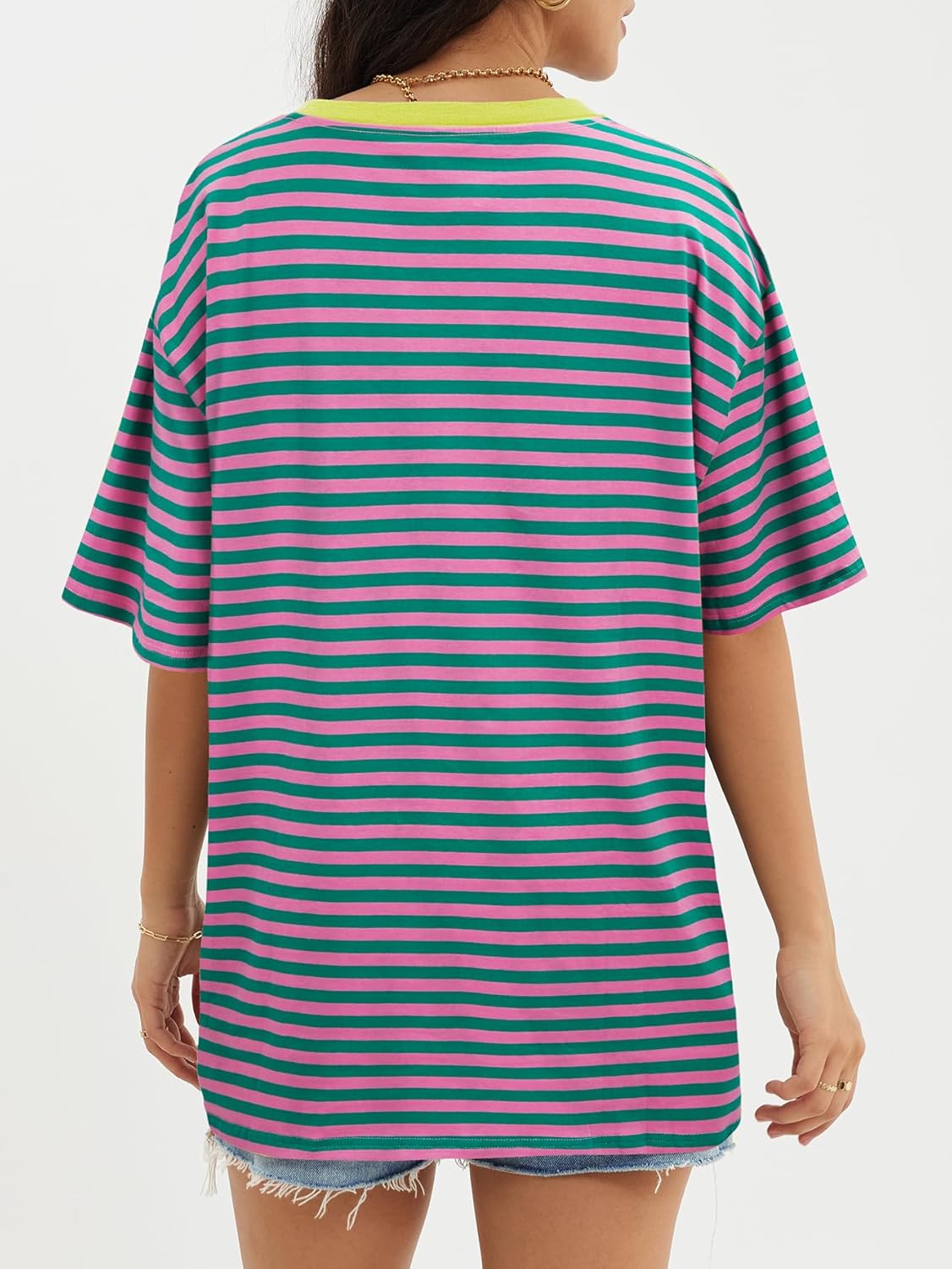 Womens Oversized Crewneck T-Shirts Loose Fit Short Sleeve Casual Tops for Summer - Picture 73 of 153