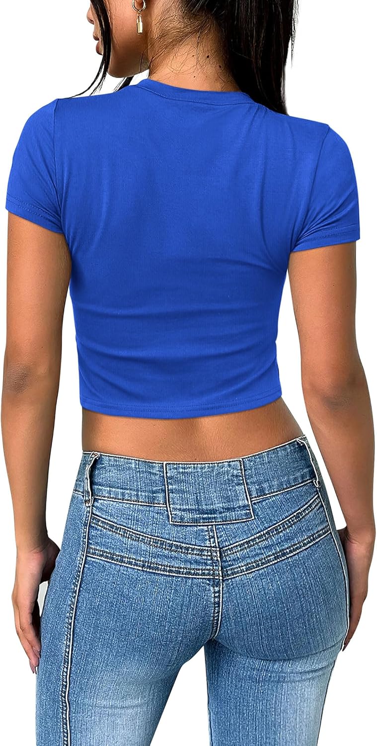 Crop Tops für Damen Sommer Trendy Tight T-Shirts 2025 Slim Fit - Bild 85 von 113