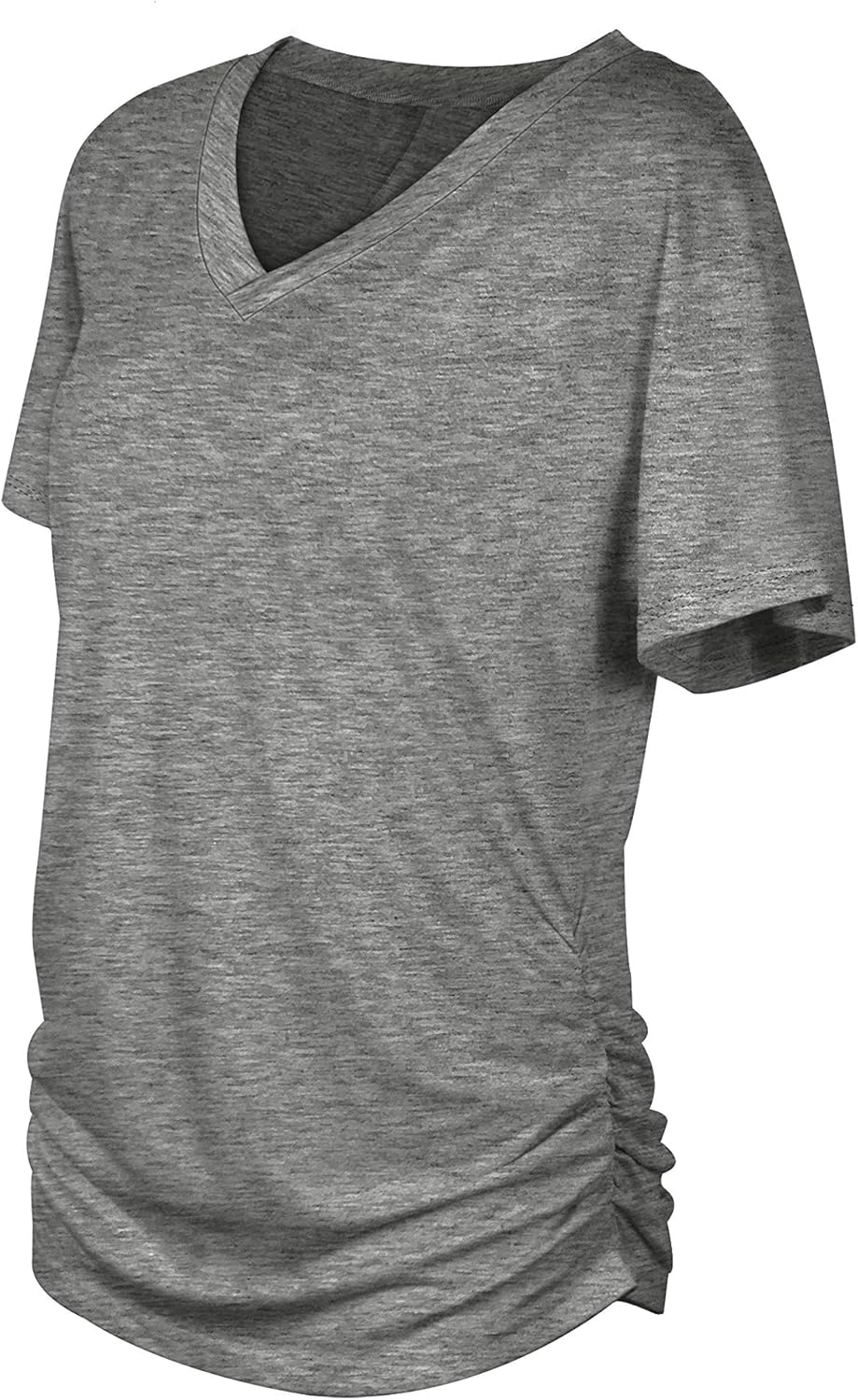 Women's Short Sleeve V Neck Dolman Tops with Side Shirring Loose Fit Shirts - Picture 60 of 138