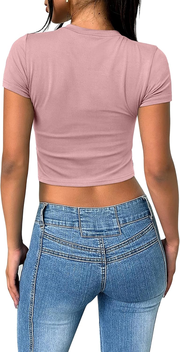 Crop Tops für Damen Sommer Trendy Tight T-Shirts 2025 Slim Fit - Bild 91 von 113