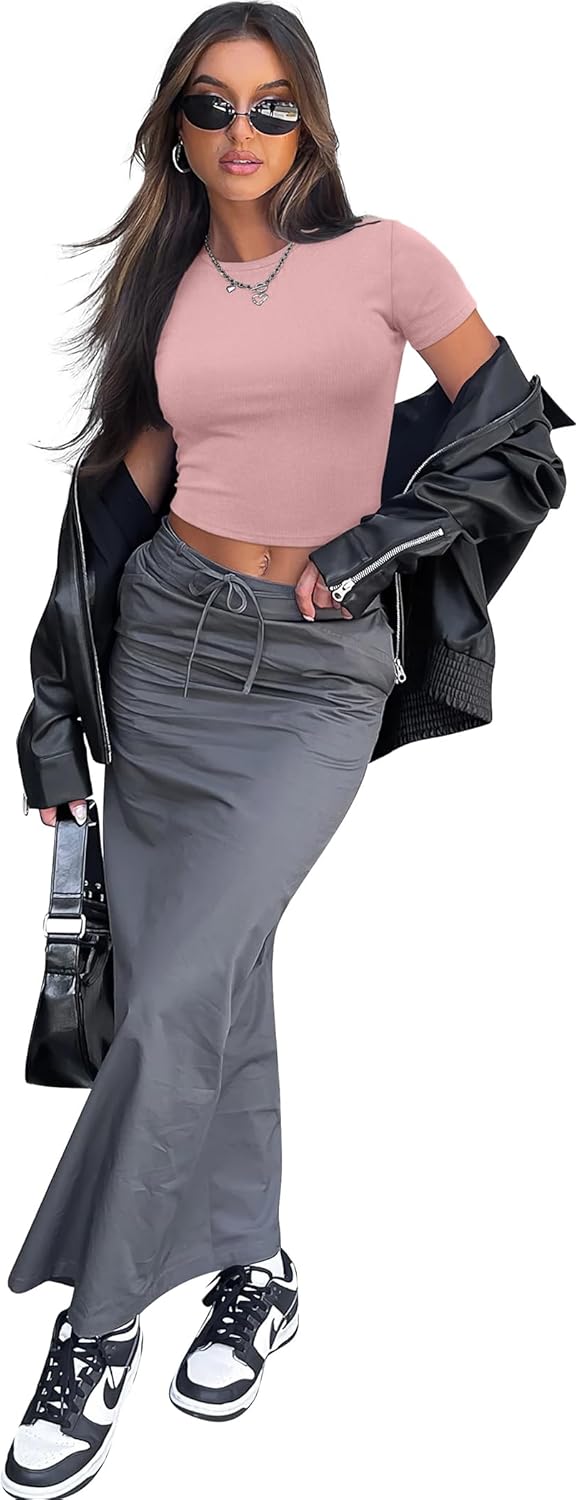 Crop Tops für Damen Sommer Trendy Tight T-Shirts 2025 Slim Fit - Bild 93 von 113
