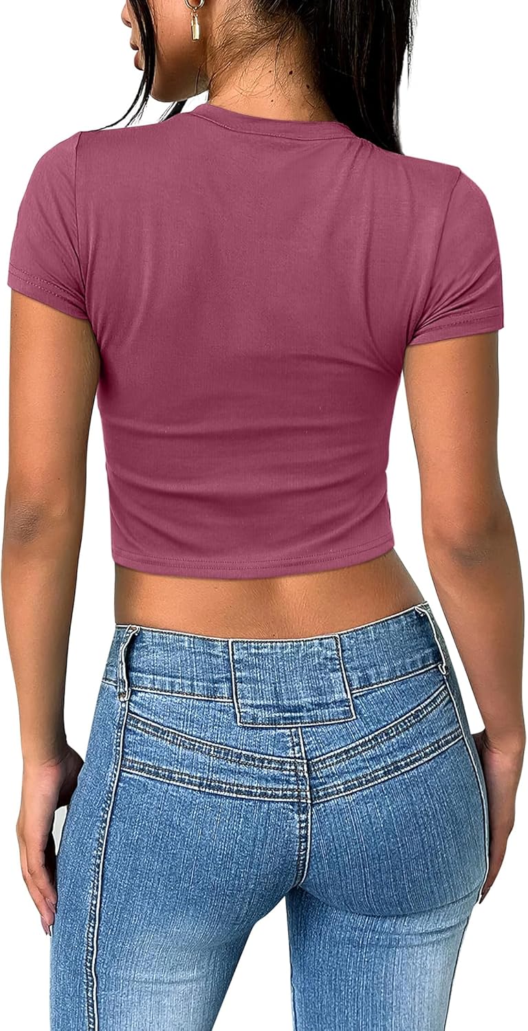 Crop Tops für Damen Sommer Trendy Tight T-Shirts 2025 Slim Fit - Bild 96 von 113