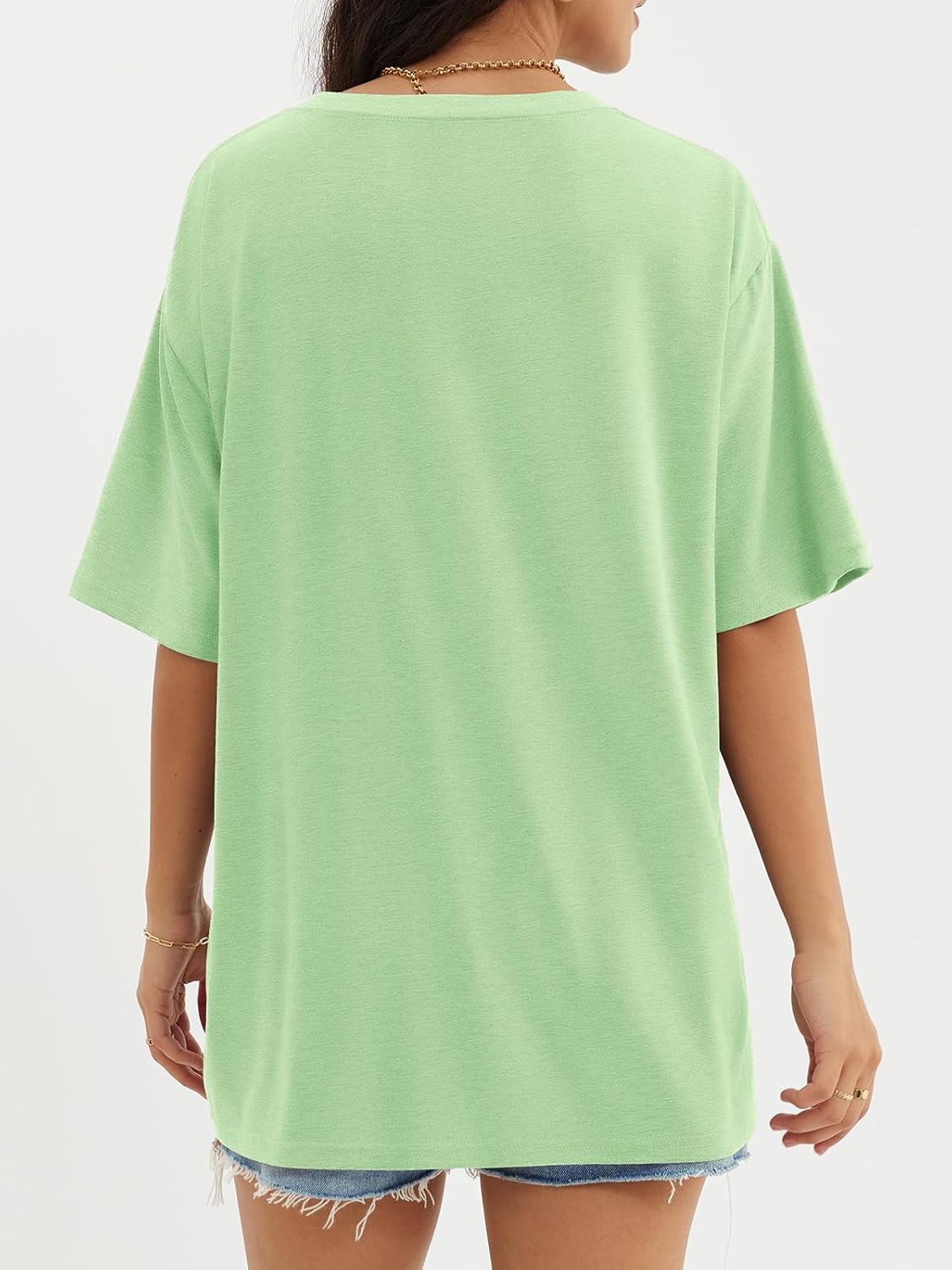 Womens Oversized Crewneck T-Shirts Loose Fit Short Sleeve Casual Tops for Summer - Picture 93 of 153