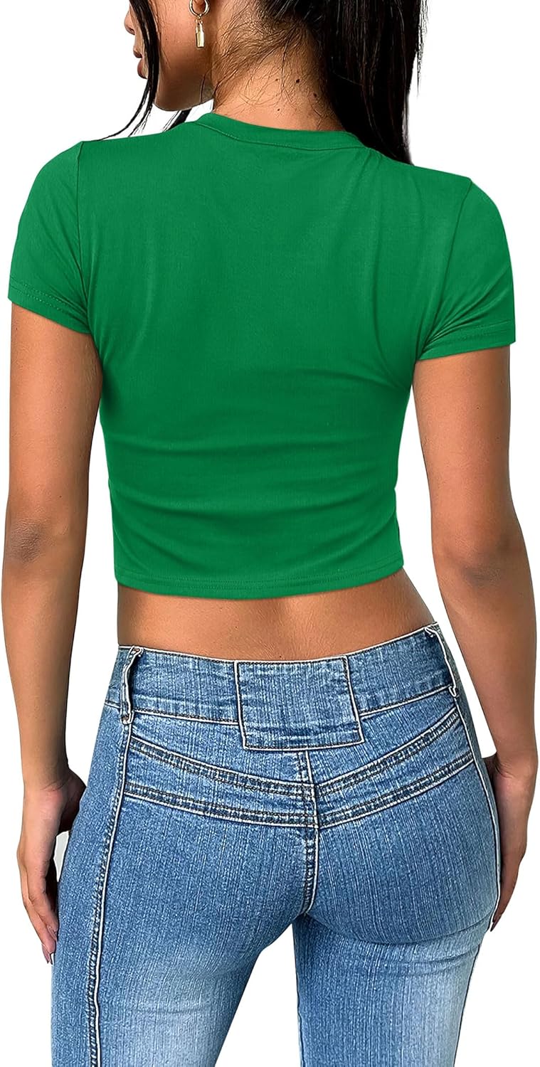 Crop Tops für Damen Sommer Trendy Tight T-Shirts 2025 Slim Fit - Bild 101 von 113