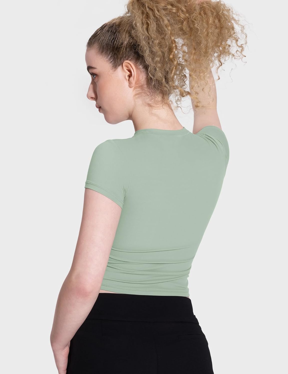 Damen Rundhals Kurzarm Tops doppelt gefüttert Slim Fit T-Shirts Basic T-Shirts - Bild 81 von 89