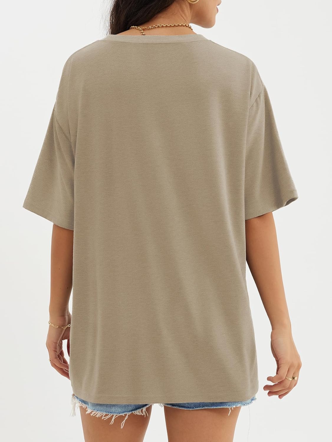 Womens Oversized Crewneck T-Shirts Loose Fit Short Sleeve Casual Tops for Summer - Picture 123 of 153