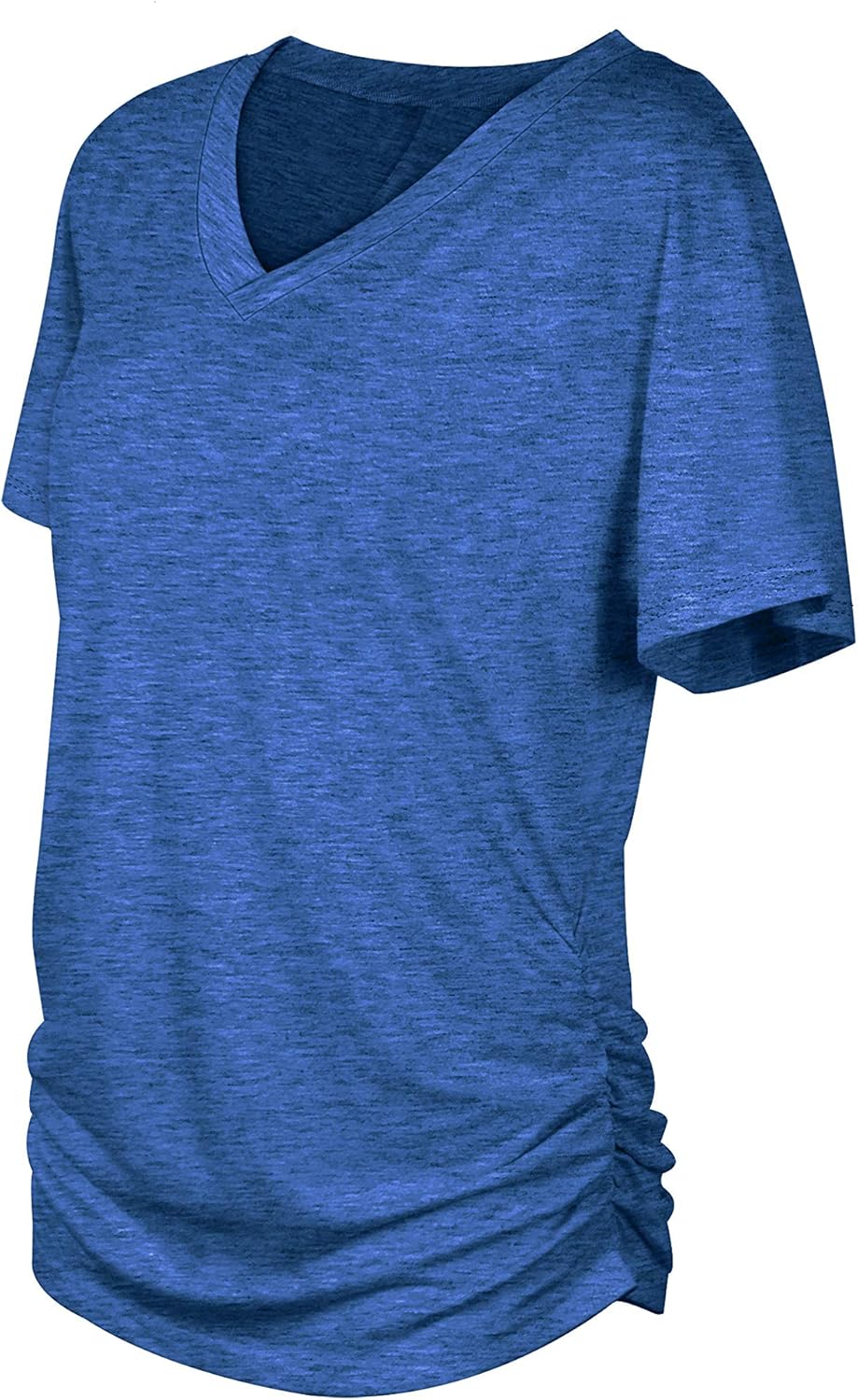 Women's Short Sleeve V Neck Dolman Tops with Side Shirring Loose Fit Shirts - Picture 130 of 138