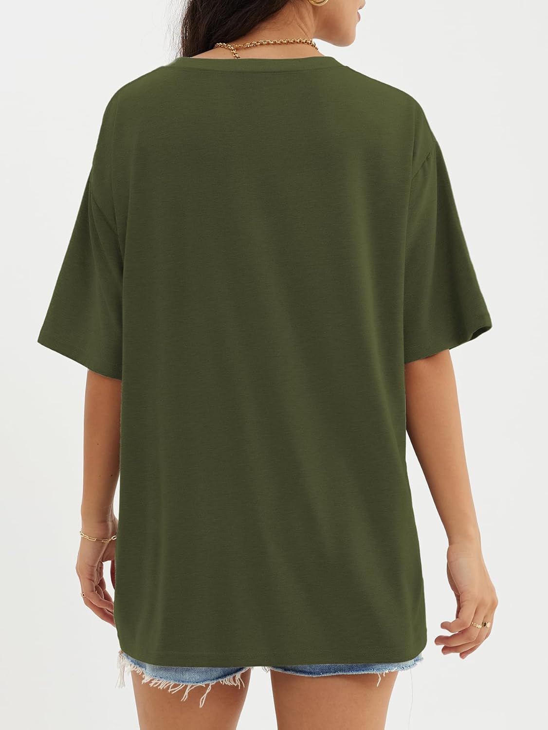 Womens Oversized Crewneck T-Shirts Loose Fit Short Sleeve Casual Tops for Summer - Picture 147 of 153