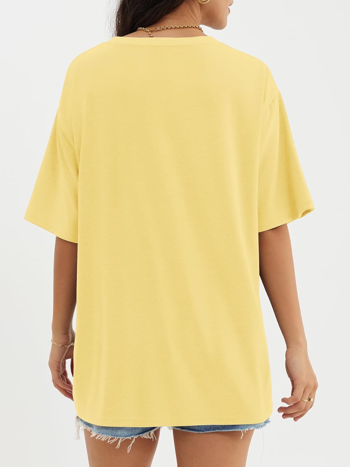 Womens Oversized Crewneck T-Shirts Loose Fit Short Sleeve Casual Tops for Summer - Picture 152 of 153