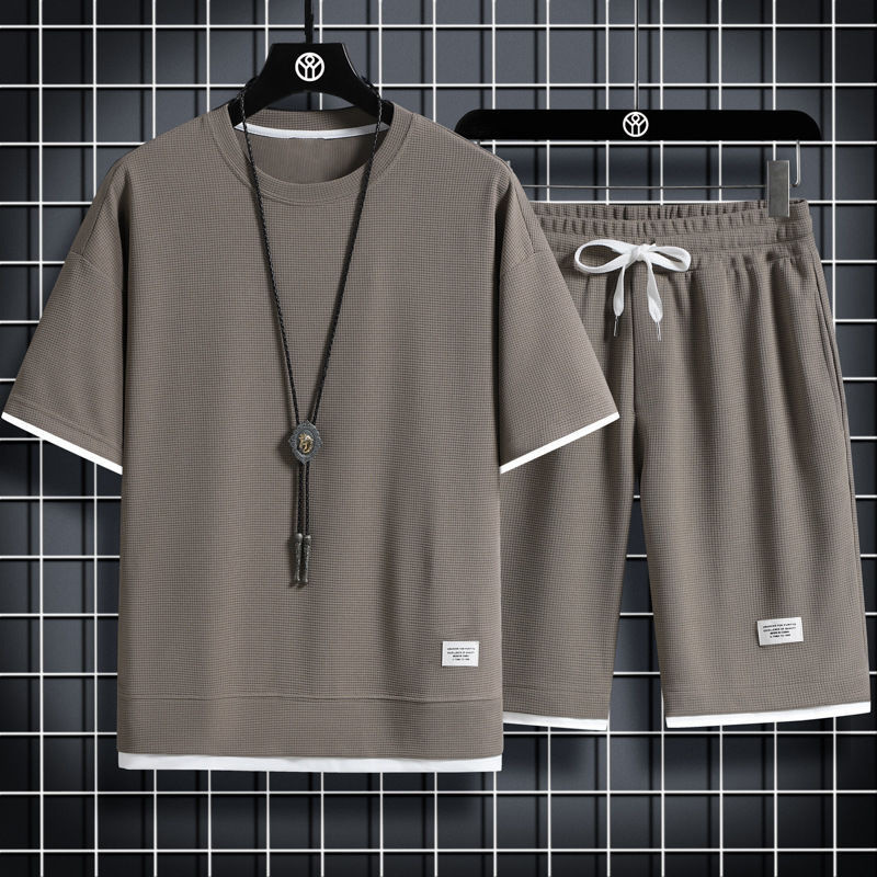 Short Sets 2 Piece Men's Outfits Summer Tracksuits Casual Shirt and Shorts Set - Picture 16 of 17