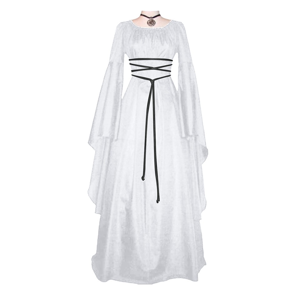 Women Gothic Medieval Dress Long Sleeve Renaissance Costume Party Outfit - Picture 12 of 14