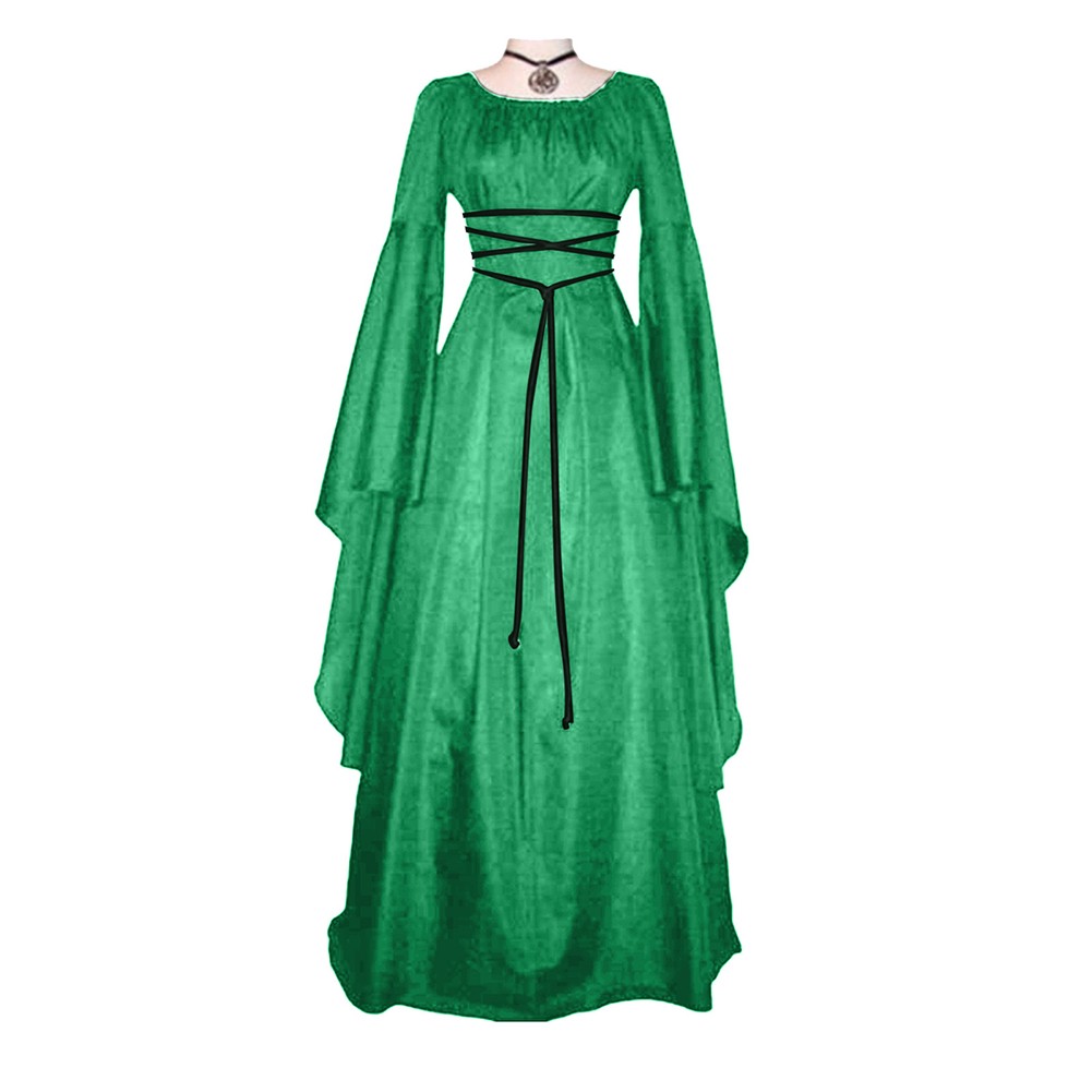 Women Gothic Medieval Dress Long Sleeve Renaissance Costume Party Outfit - Picture 14 of 14