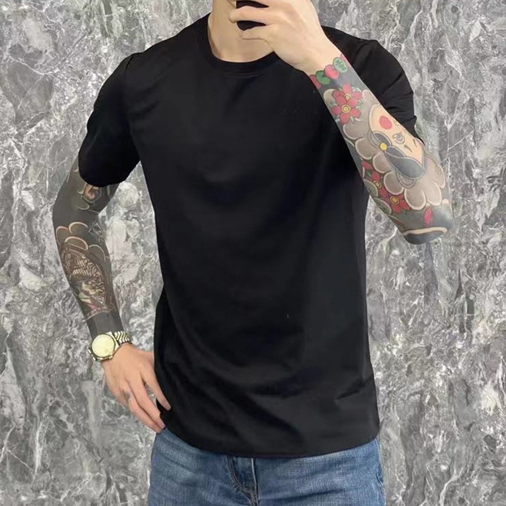 Herren Sommer Freizeit Schlicht Basic Unterhemd Einfarbig O Ausschnitt T-Shirt - Bild 26 von 30