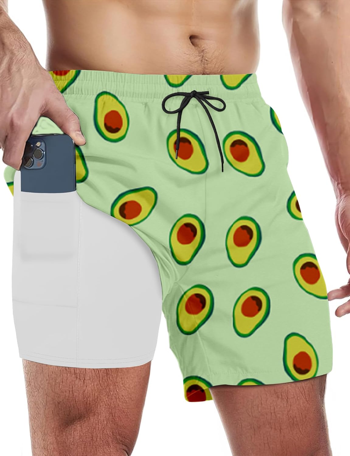 Herren Badehose mit Kompressionsfutter schnelltrocknend Boardshorts mit Taschen - Bild 16 von 27