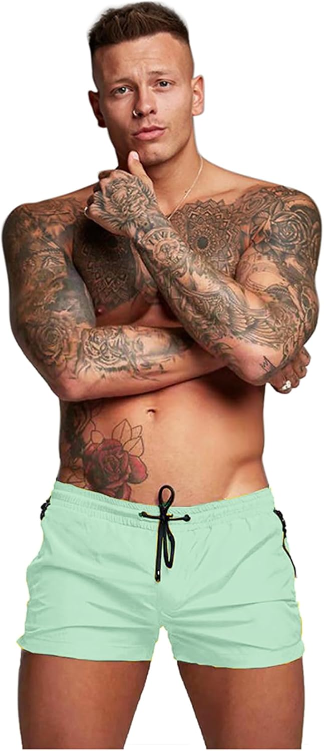 Mens Quick Dry Swim Trunks with Mesh Lining & Zipper Pockets Swim Shorts - Picture 16 of 33