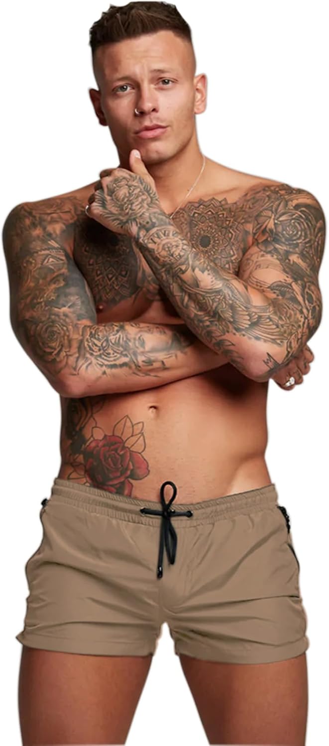 Mens Quick Dry Swim Trunks with Mesh Lining & Zipper Pockets Swim Shorts - Picture 18 of 33