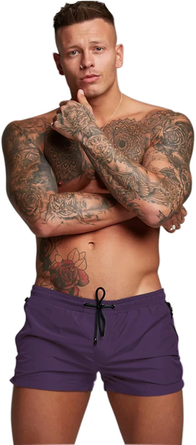 Mens Quick Dry Swim Trunks with Mesh Lining & Zipper Pockets Swim Shorts - Picture 22 of 33