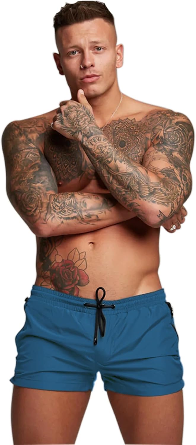 Mens Quick Dry Swim Trunks with Mesh Lining & Zipper Pockets Swim Shorts - Picture 24 of 33