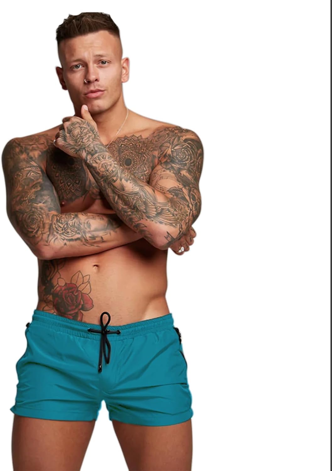 Mens Quick Dry Swim Trunks with Mesh Lining & Zipper Pockets Swim Shorts - Picture 26 of 33