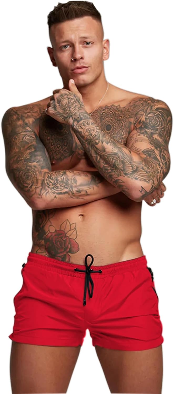 Mens Quick Dry Swim Trunks with Mesh Lining & Zipper Pockets Swim Shorts - Picture 31 of 33